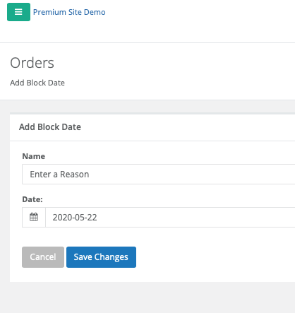 Block date form